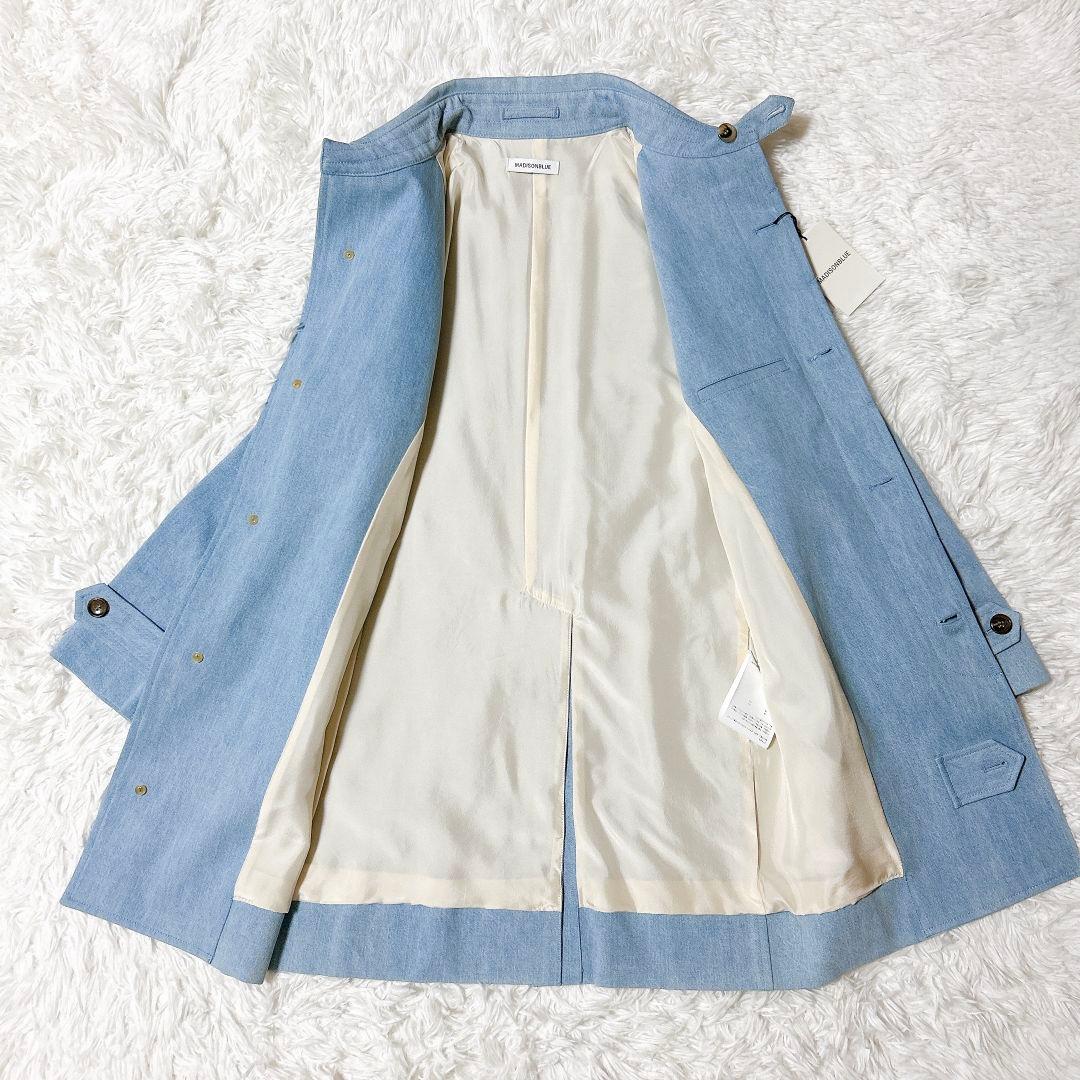 未使用タグ付 マディソンブルー バルカラーコート ブロークン デニム 裏地シルク