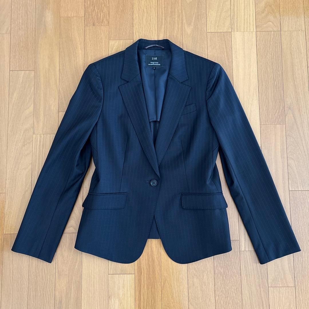 23区 パンツスーツ　ダークネイビー　ストライプ　サイズ違い　38&36