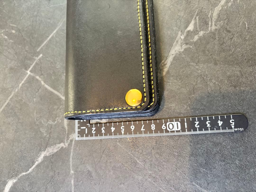 レザーウォレット　トラッカーウォレット　3層　厚手レザー　タイダイ　黒革財布