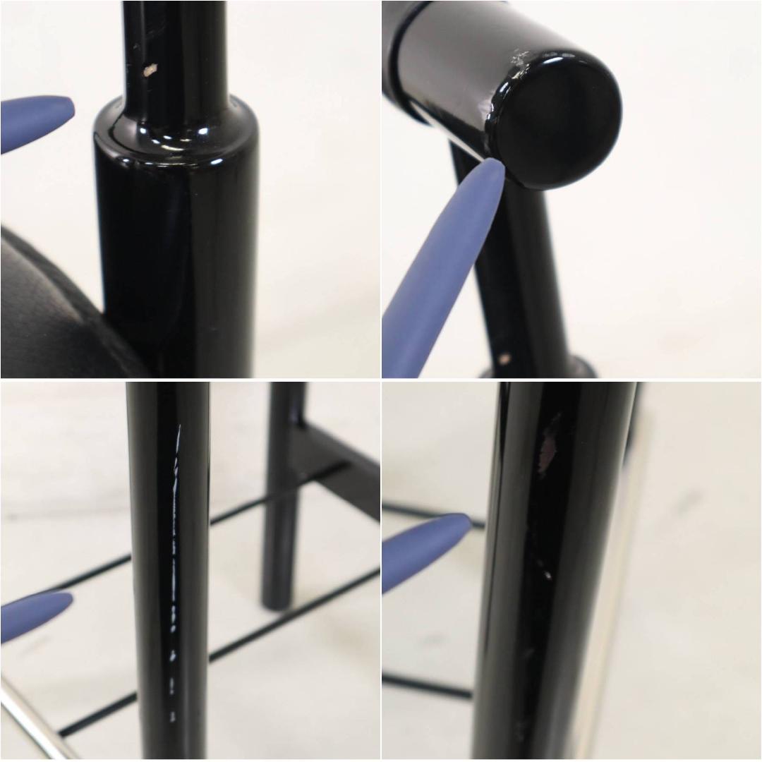 値下モリシゲ 本革張り ハイチェア カウンターチェア ブラック