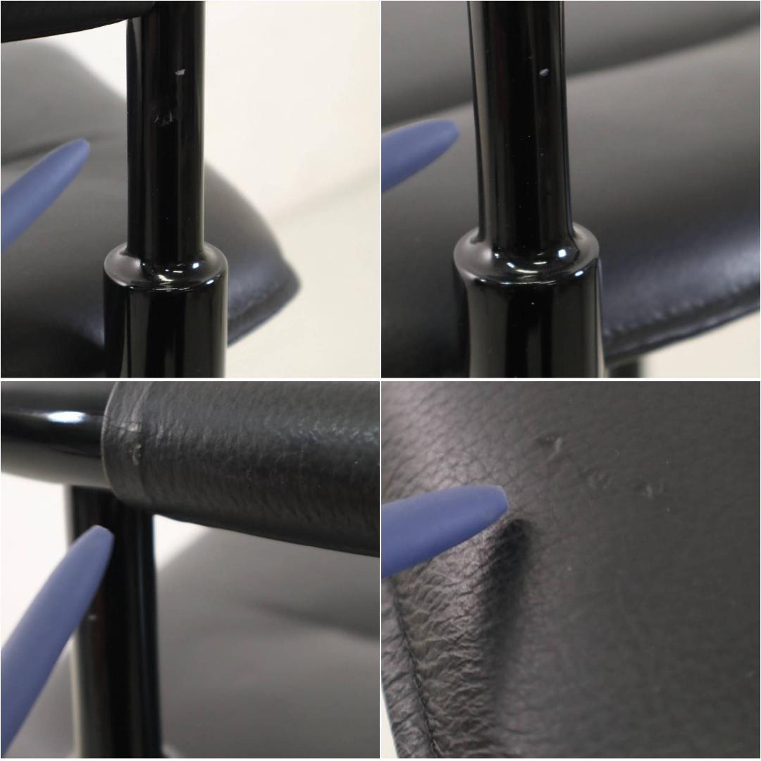 値下モリシゲ 本革張り ハイチェア カウンターチェア ブラック