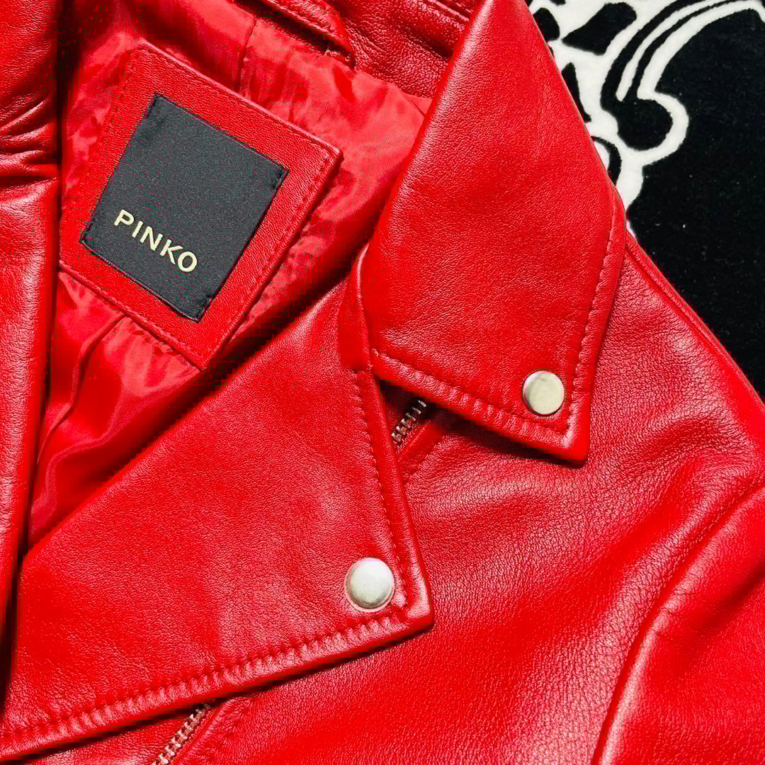 【新品未使用】PINKO レザージャケット レッド レディース　タグ付き 38