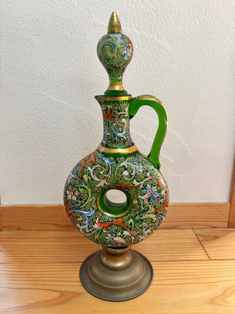 MOSER モーゼル　美しいガラス製ピッチャー 緑　金彩