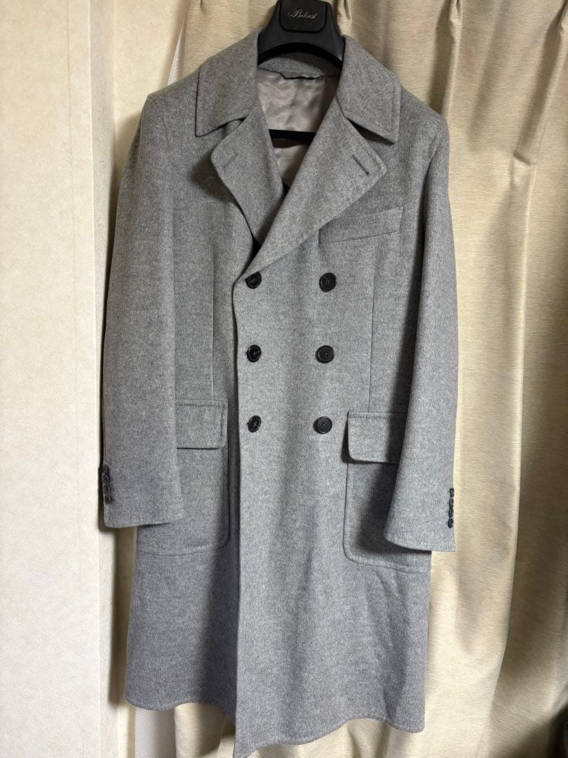 メル78230Belvest ダブルフェイスウールカシミアフランネルコート