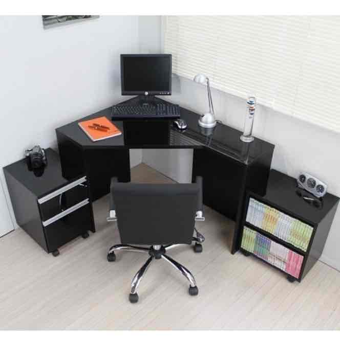 鏡面仕上げで高級あふれるデスク、チェスト、ラック三点セット