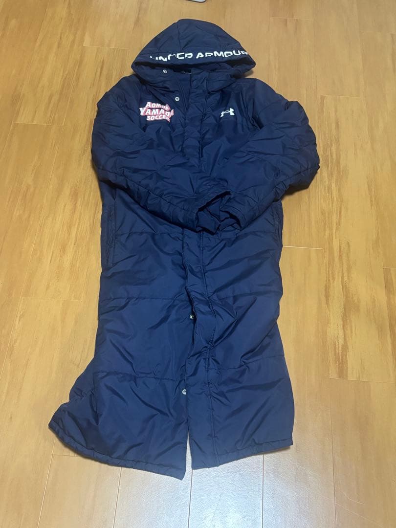 青森山田ベンチコート紺LGロゴ付き