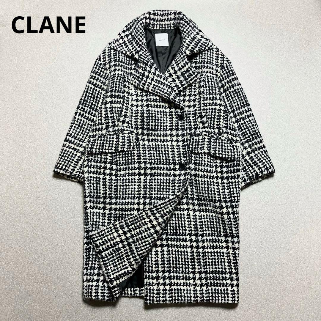【千鳥柄 コクーン シャギー】クラネ オーバーコート ツイード ロングチェスター
