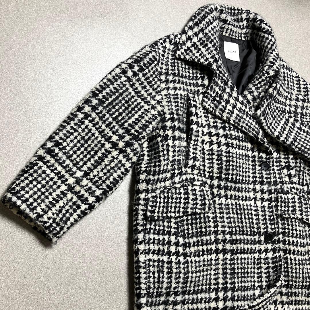 【千鳥柄 コクーン シャギー】クラネ オーバーコート ツイード ロングチェスター