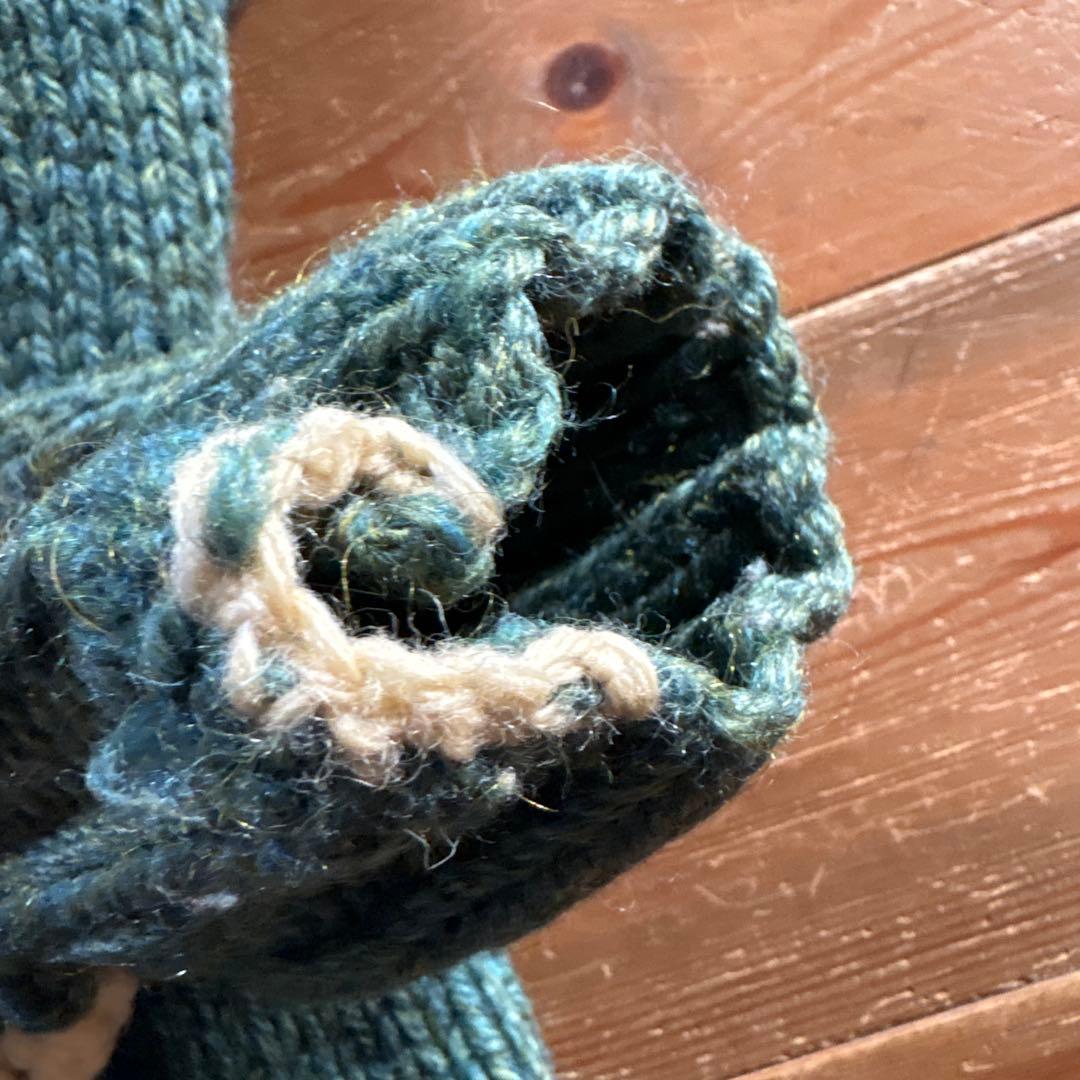 【60sビンテージ】カウチンセーター 緑 メランジ アーガイル 雪 ノルディック