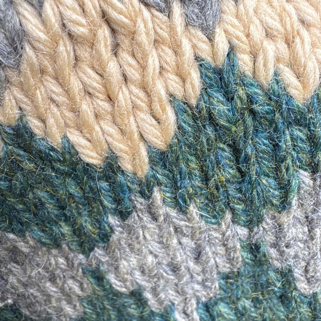 【60sビンテージ】カウチンセーター 緑 メランジ アーガイル 雪 ノルディック