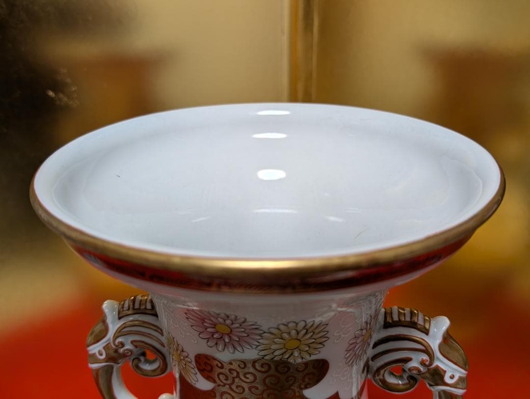 古美術　アンティーク　盤口瓶　双耳広口瓶　穿雲龍紋様　明治　九谷　谷口製