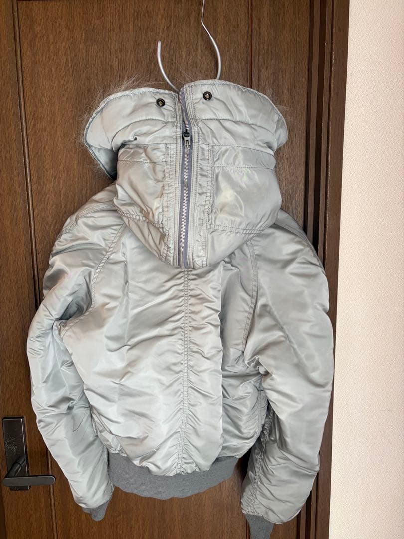 ALPHA アルファ　シルバー フード付き MA-1ジャケット