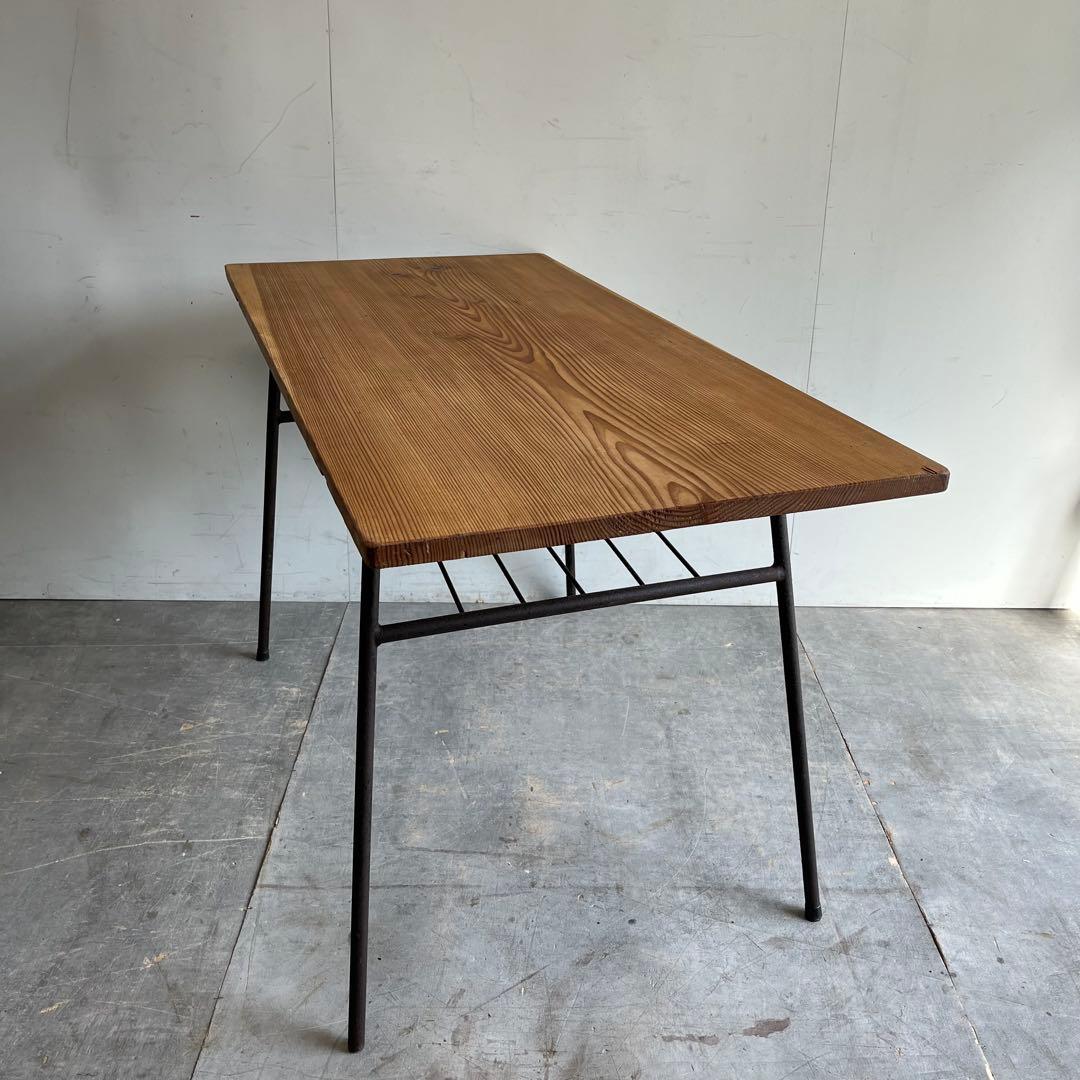 アンティーク アイアン テーブル 古材 一枚板 鉄脚 z542