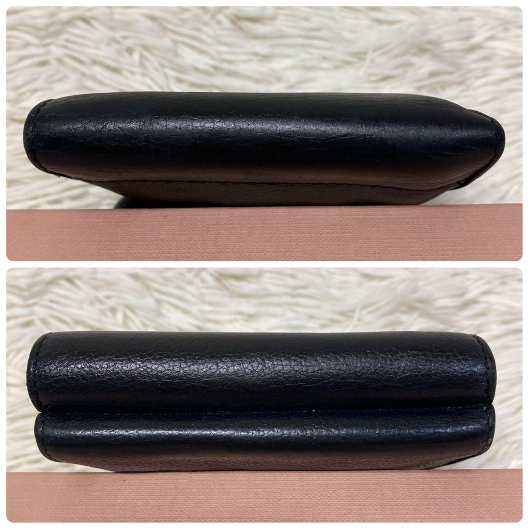 【美品✨】IL BISONTE レザー ダブルフラップ 3つ折り財布 ネイビー