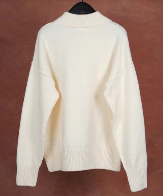 AMI PARIS ホワイトリーポロニット ハート刺繍