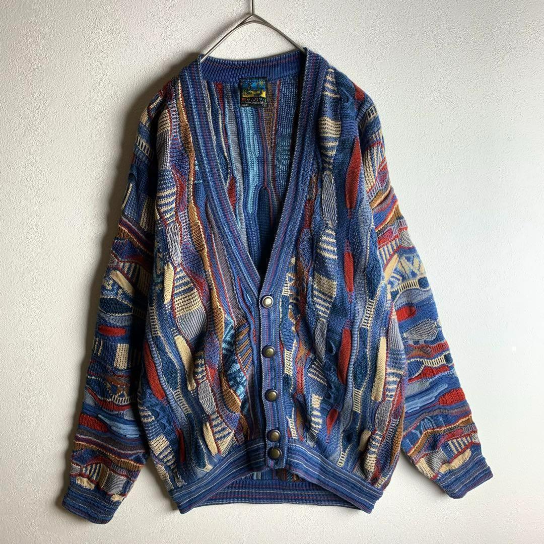 ニットカーディガン　３Ｄ　立体デザイン　オーストラリア製　COOGI風　古着