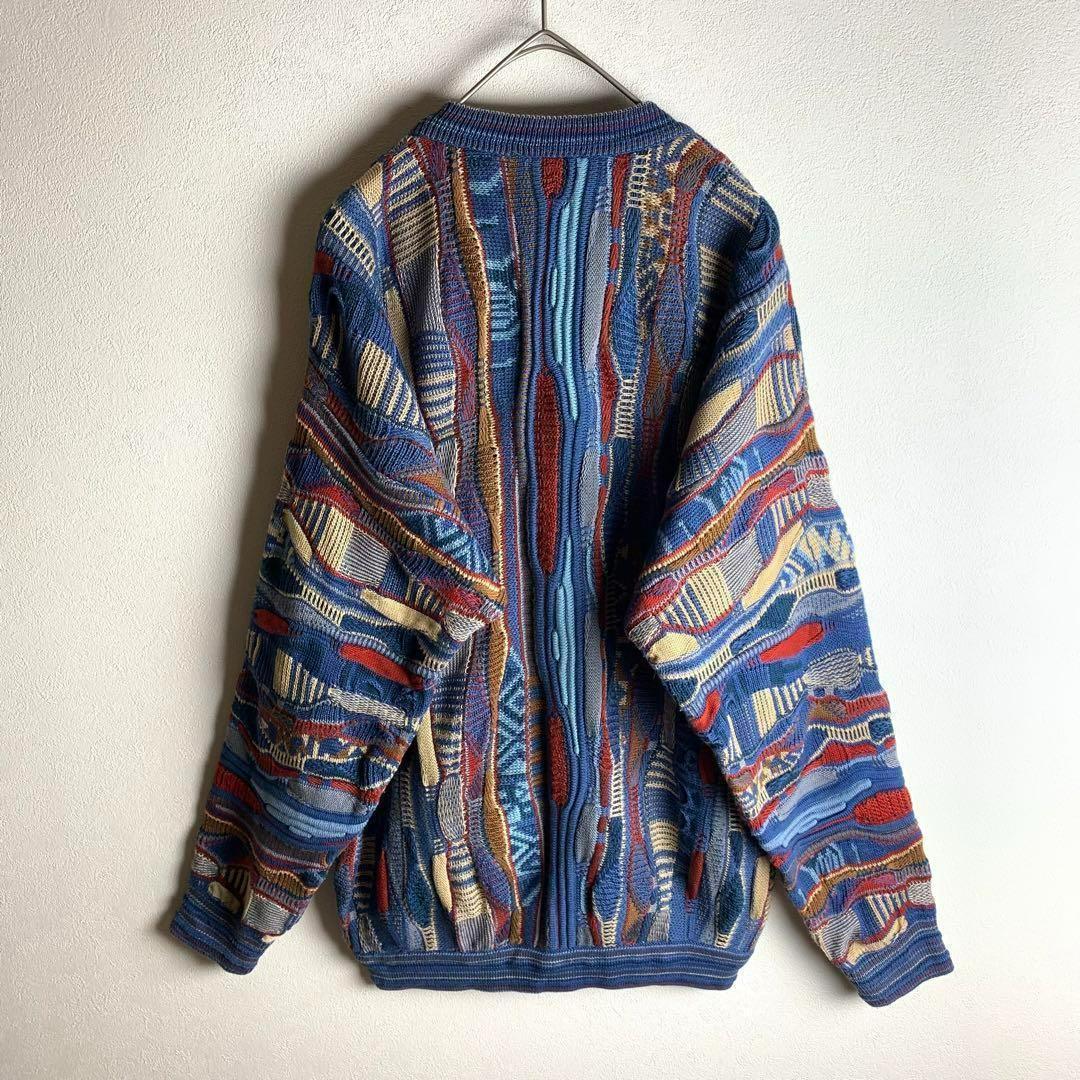 ニットカーディガン　３Ｄ　立体デザイン　オーストラリア製　COOGI風　古着