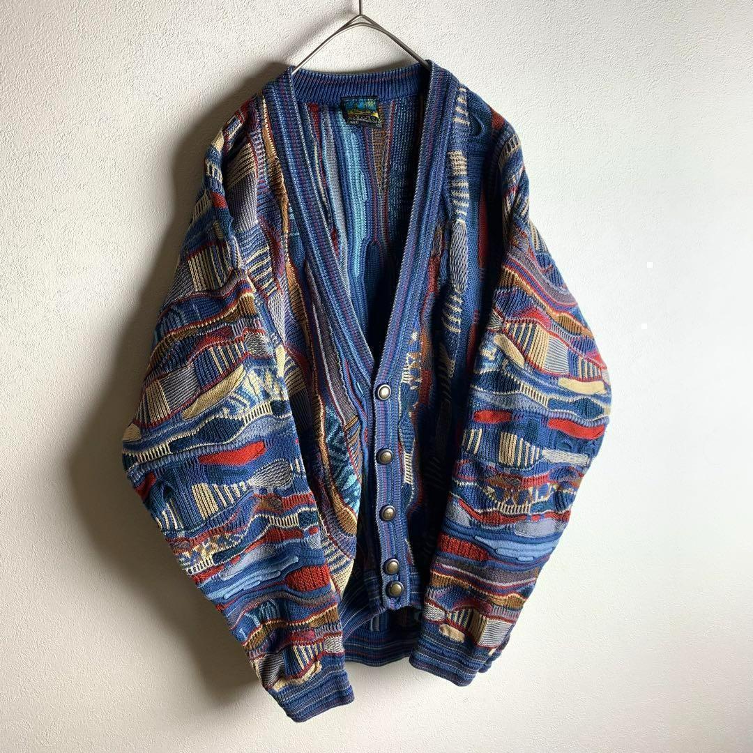ニットカーディガン　３Ｄ　立体デザイン　オーストラリア製　COOGI風　古着
