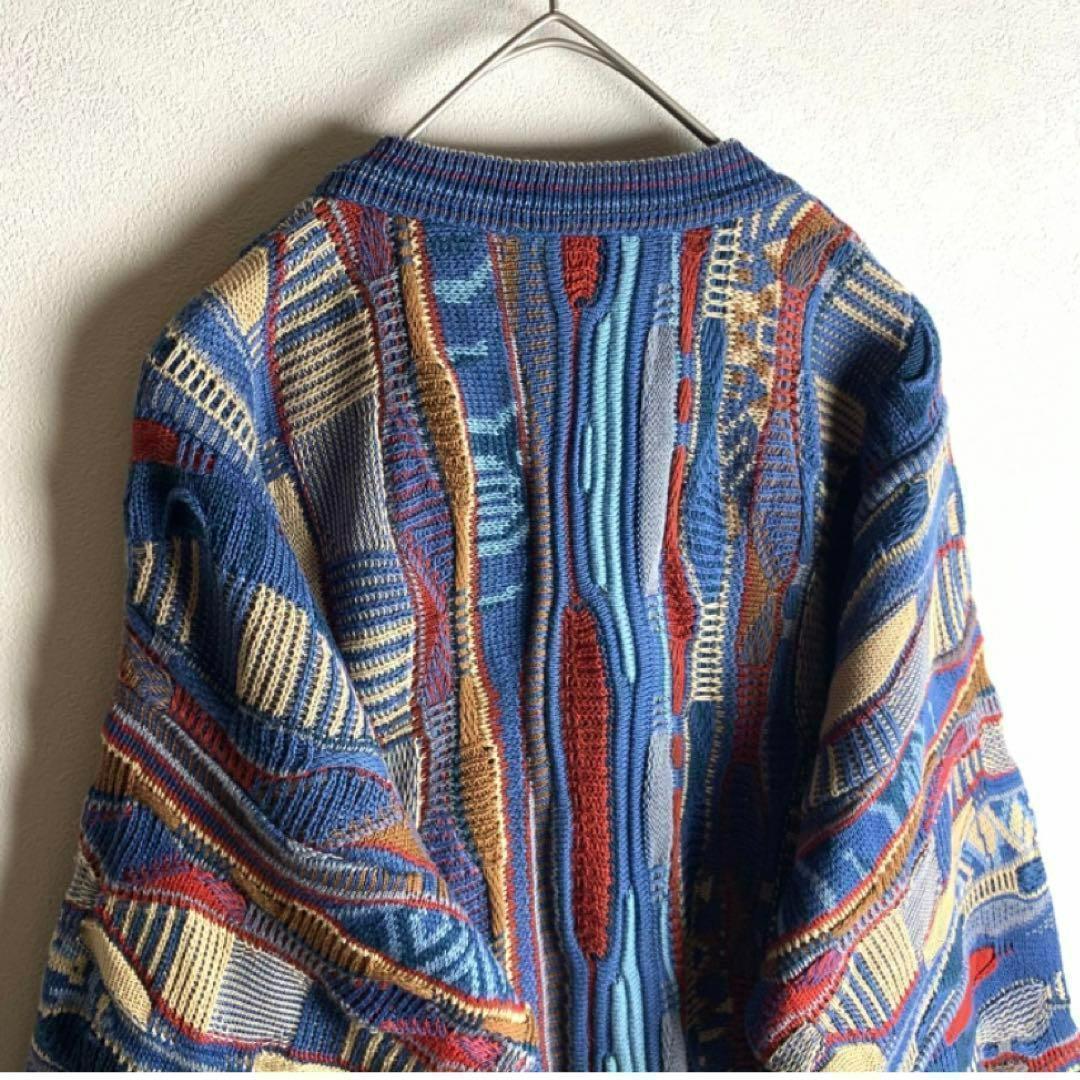 ニットカーディガン　３Ｄ　立体デザイン　オーストラリア製　COOGI風　古着