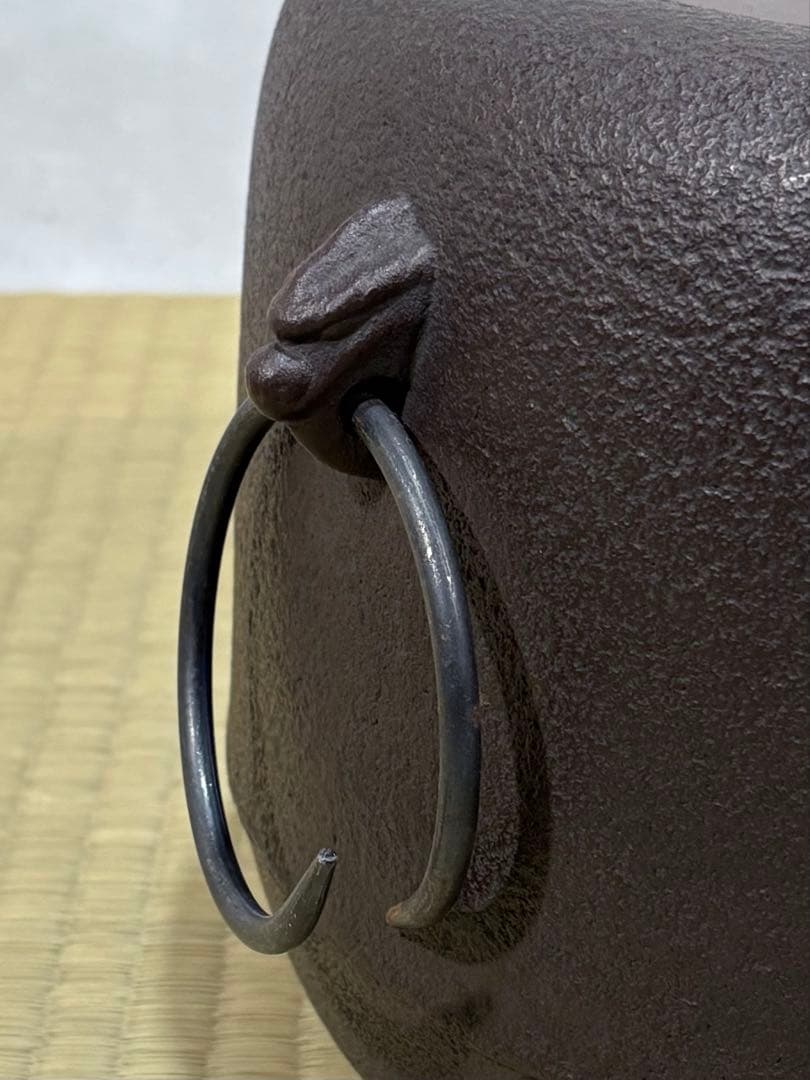 釜師　佐藤清光造　政所地紋　広口釜　美品　共箱　茶道具　送料込