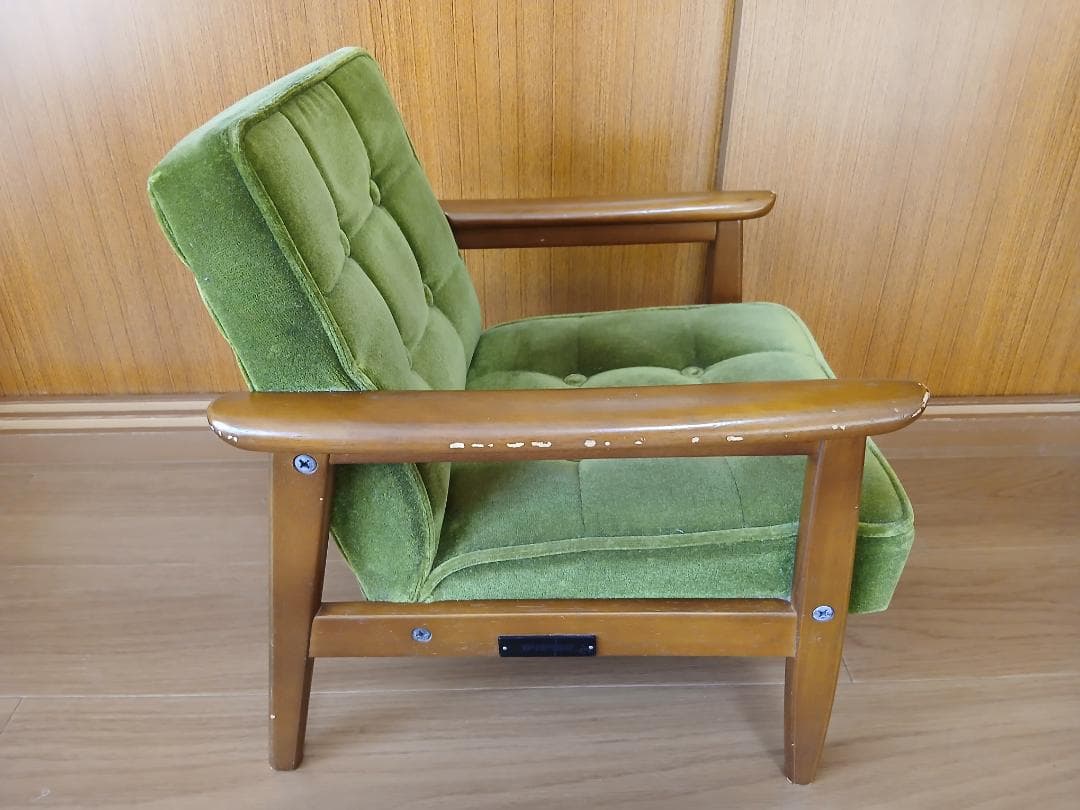 【カリモク60】Kチェアミニ　モケットグリーン ※使用感あり