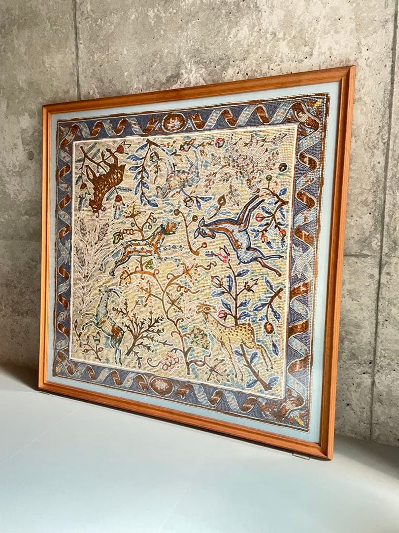 HERMES スカーフ　額装　カレ90 ペイヴメント　ヴィンテージ　アート