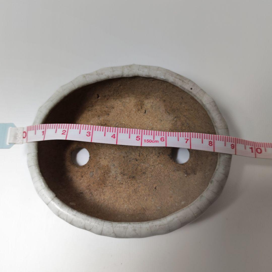 高雄香葉　白釉切脚楕円鉢