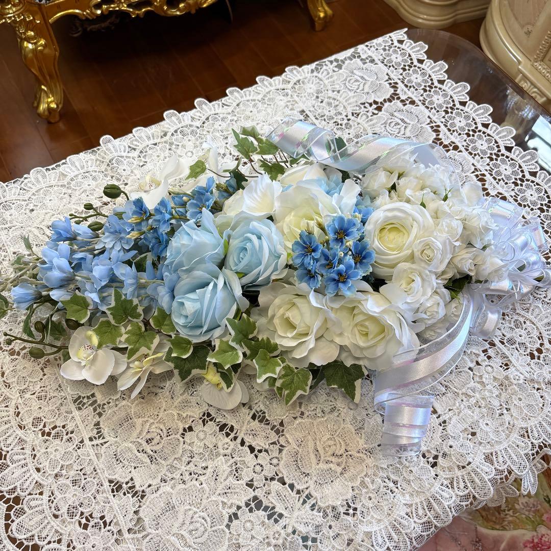 シンデレラブルーとアイスブルーのスワッグ 限定1点 特別価格