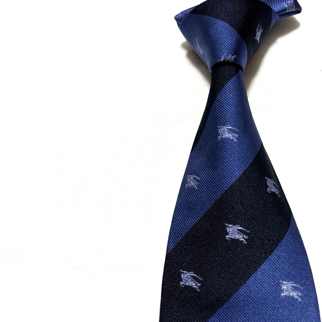 新品　バーバリー　ネクタイ　ネイビー　ストライプ　箱付　タグ付