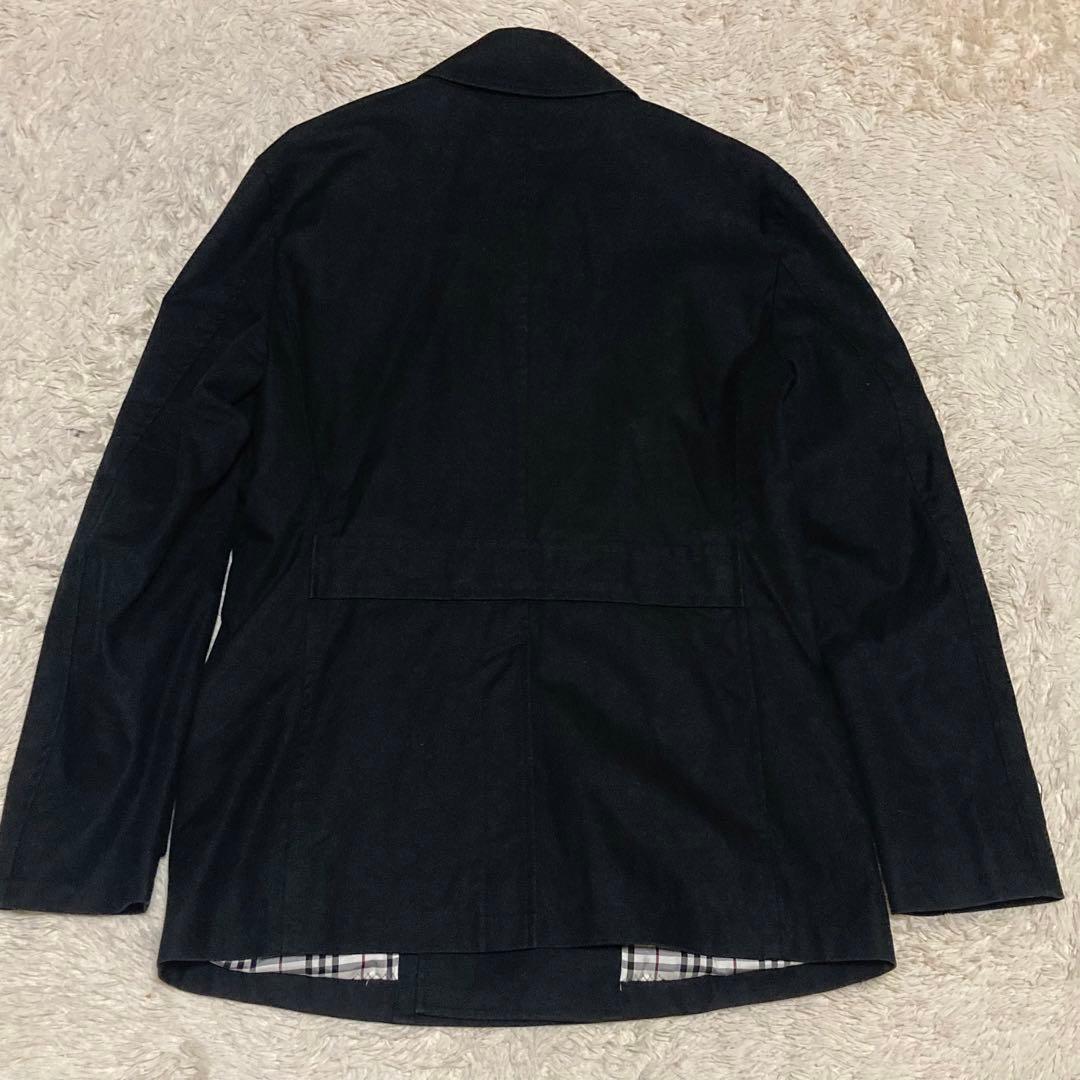 BURBERRY 美品【銀ボタン】ダブル トレンチ コート 黒 ブラック