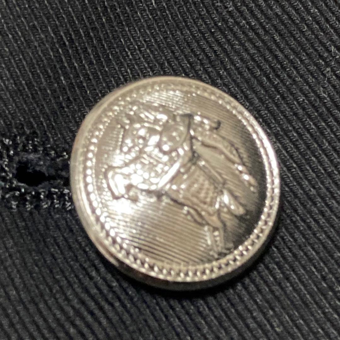 BURBERRY 美品【銀ボタン】ダブル トレンチ コート 黒 ブラック