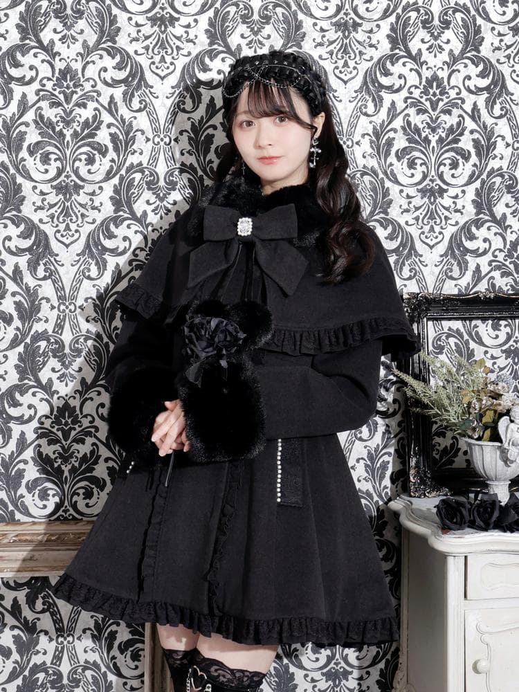 [NOEMIE]新品ゴシックフリルレースアップケープコート