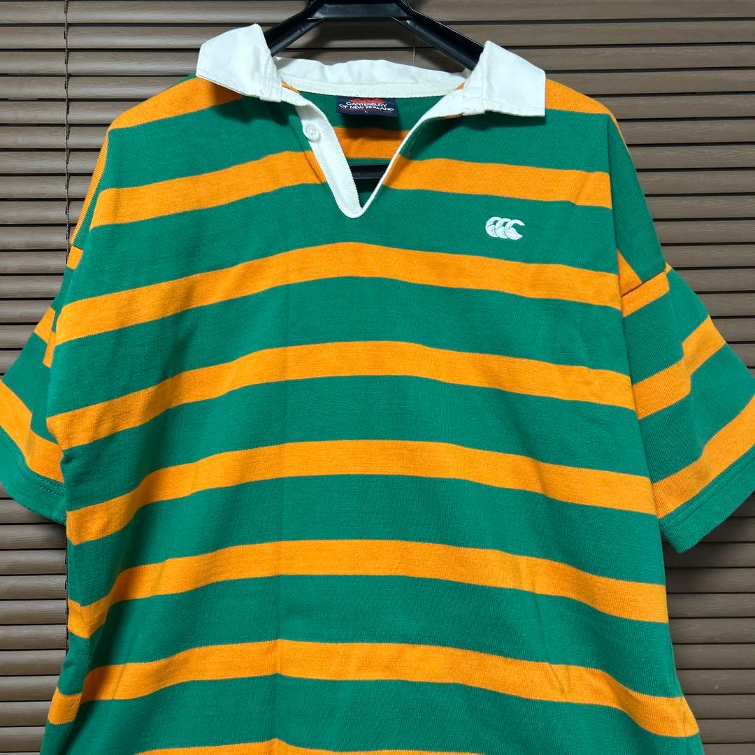 CCC ラガーシャツ 緑とオレンジストライプ