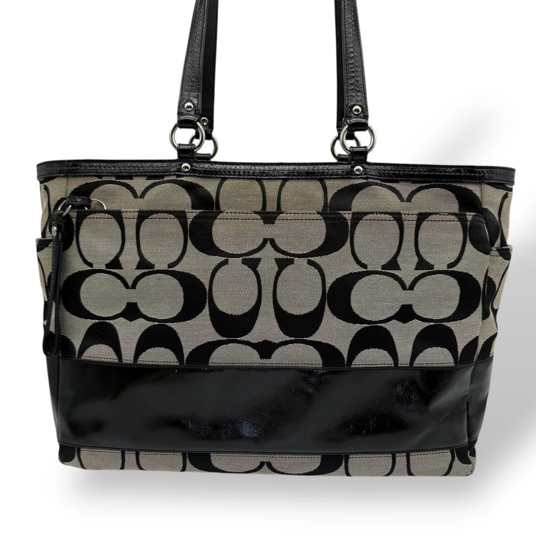 COACH コーチ トートバッグ キャンバス マザーズバッグ A4収納可能 黒