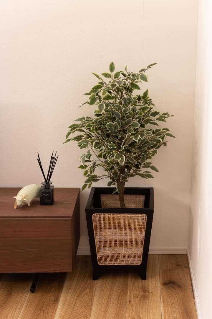 プランターカバー ラタン 木製 室内 おしゃれ 足付き GUY-924 N01