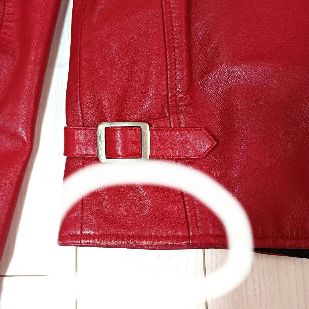 【激シブ！】デグナー　シングルライダース　レッド　ラムレザー　M