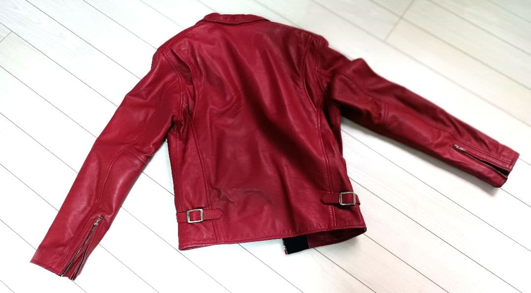 【激シブ！】デグナー　シングルライダース　レッド　ラムレザー　M