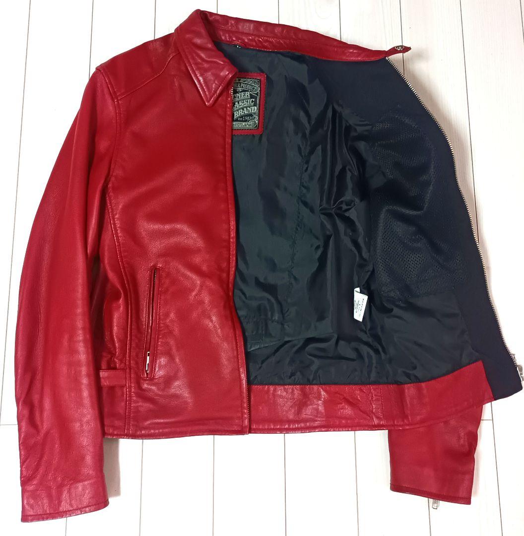 【激シブ！】デグナー　シングルライダース　レッド　ラムレザー　M