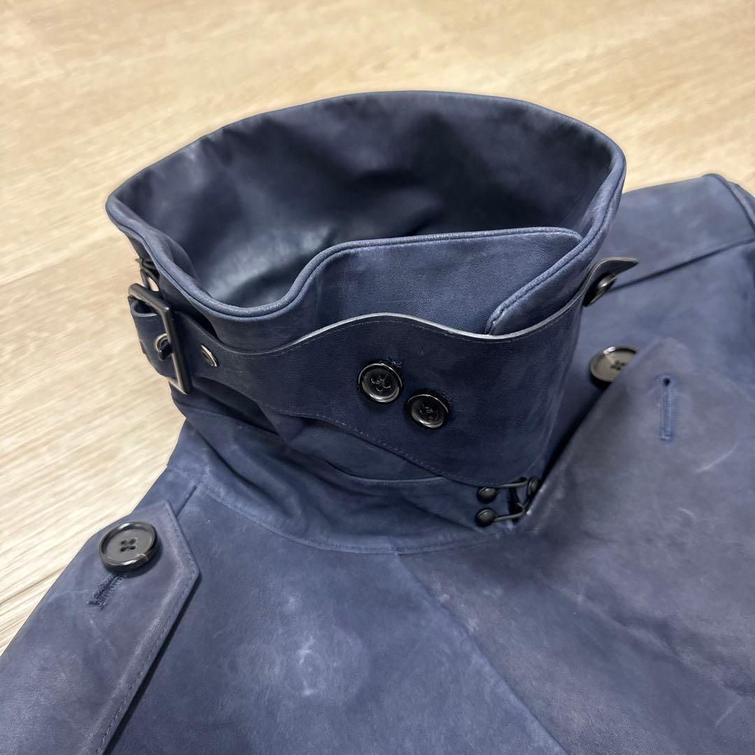 ラルフローレン　ブラックレーベル　ラムレザー　トレンチコート　ネイビーブルー　M