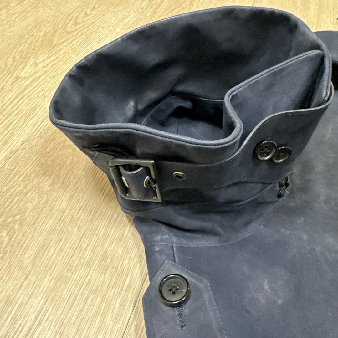 ラルフローレン　ブラックレーベル　ラムレザー　トレンチコート　ネイビーブルー　M