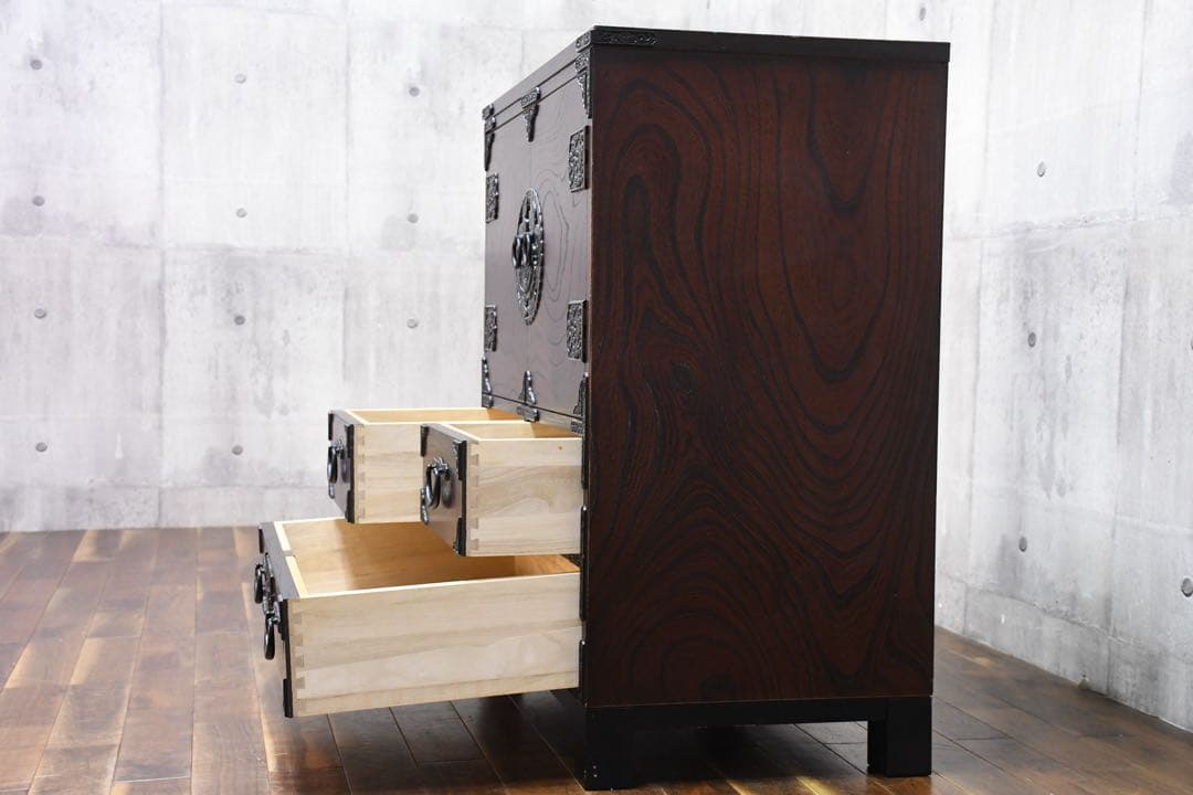 FAC61 青木産業 室町シリーズ 古代 75扉付 キャビネット ケヤキ/欅