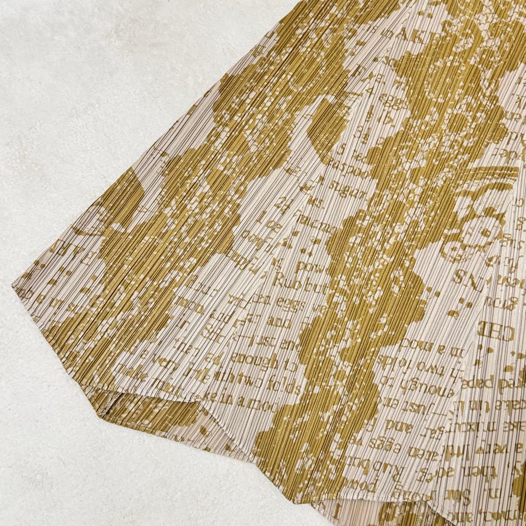 極美品✨PLEATS PLEASE レシピ柄　マキシ丈　フレア　プリーツ