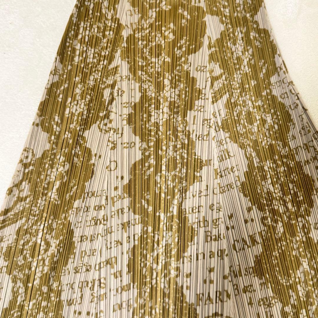 極美品✨PLEATS PLEASE レシピ柄　マキシ丈　フレア　プリーツ