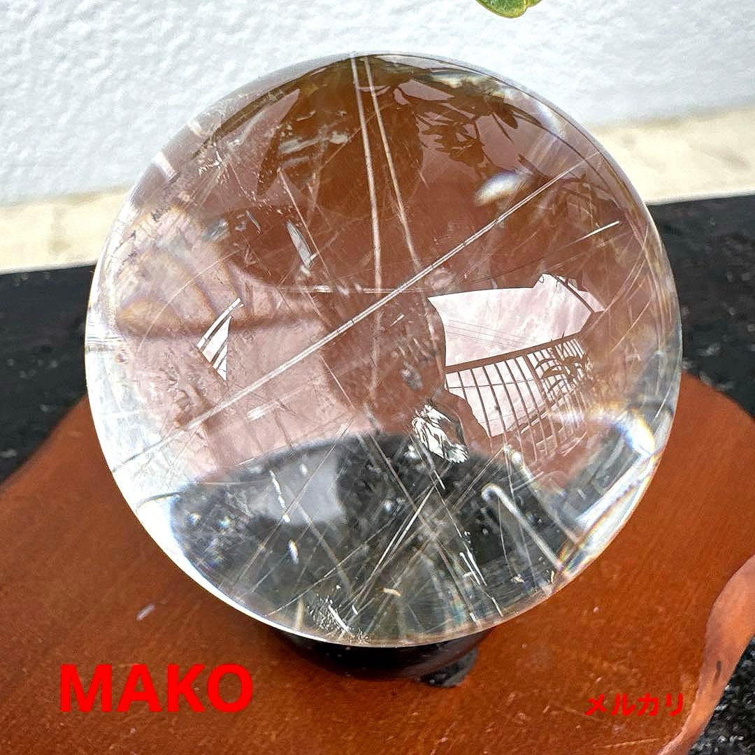 M1828☆ルチルクォーツ丸玉44mm 111g☆天然石　原石