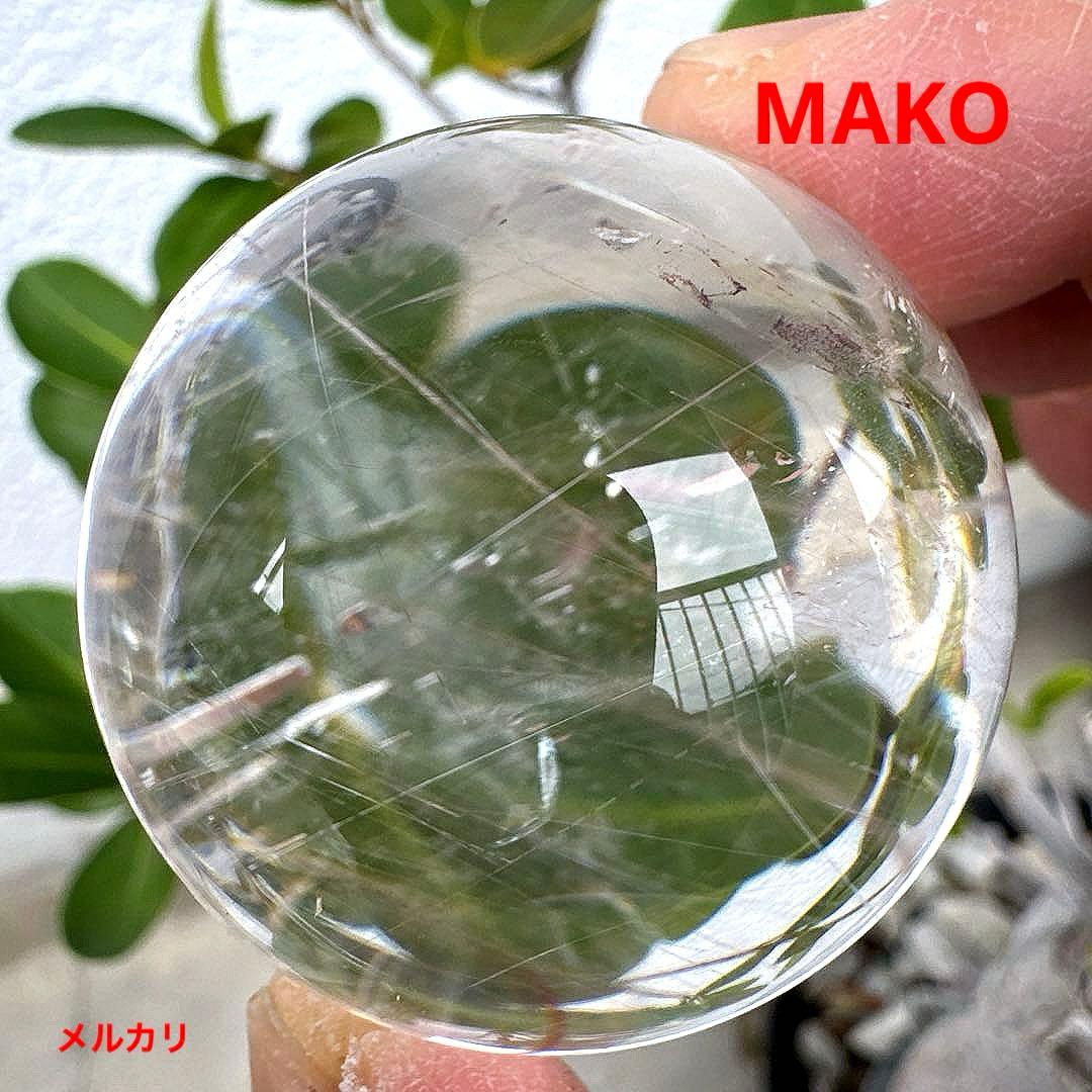 M1828☆ルチルクォーツ丸玉44mm 111g☆天然石　原石