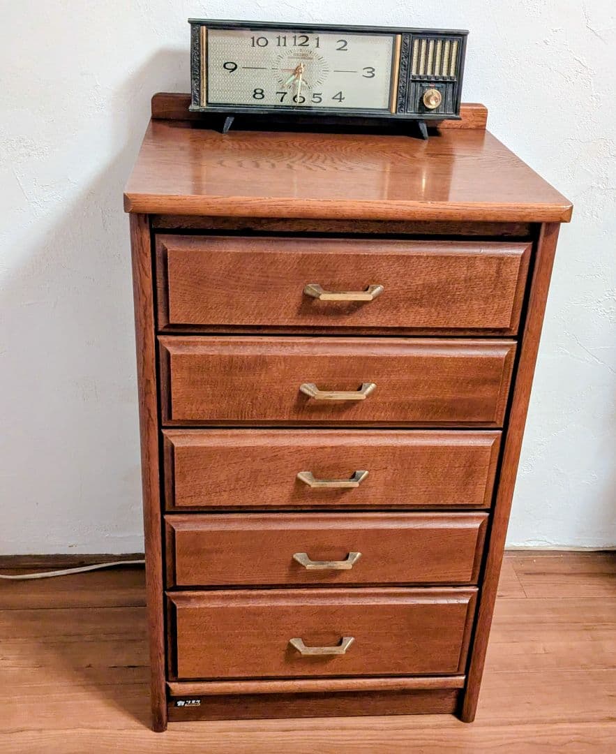 カリモク70'sヴィンテージ　真鍮５段チェスト