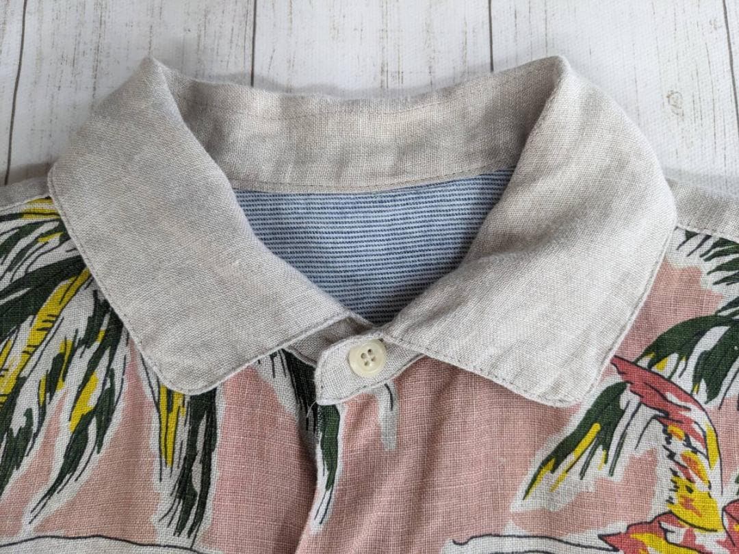 快晴堂/Florida柄Wideカロハシャツ/ハヤテ/カロハプリント/リネン