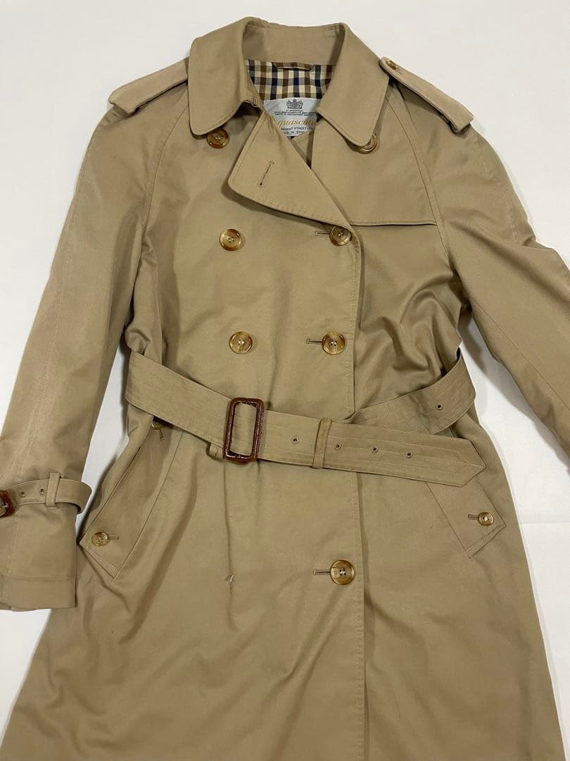 希少 70s 80s 当時物 英製 Aquascutum トレンチコート ダブル