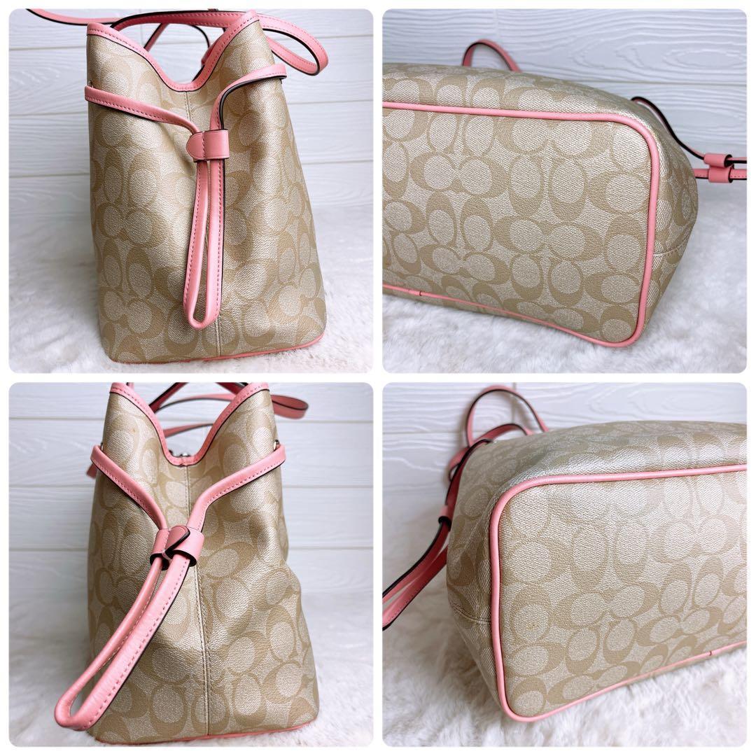 極美品☆COACHコーチ トートバッグ シグネチャー ベージュ 大容量