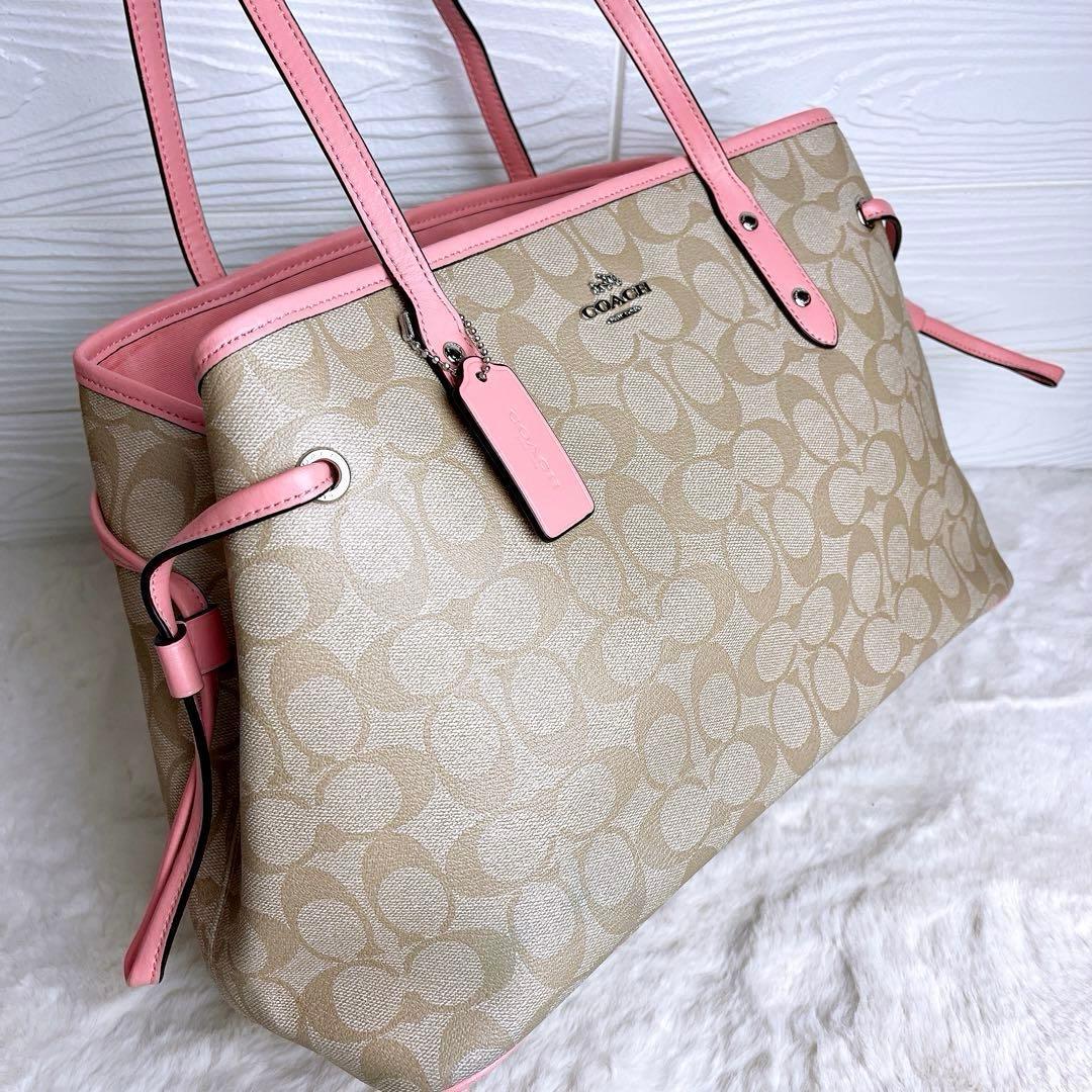 極美品☆COACHコーチ トートバッグ シグネチャー ベージュ 大容量
